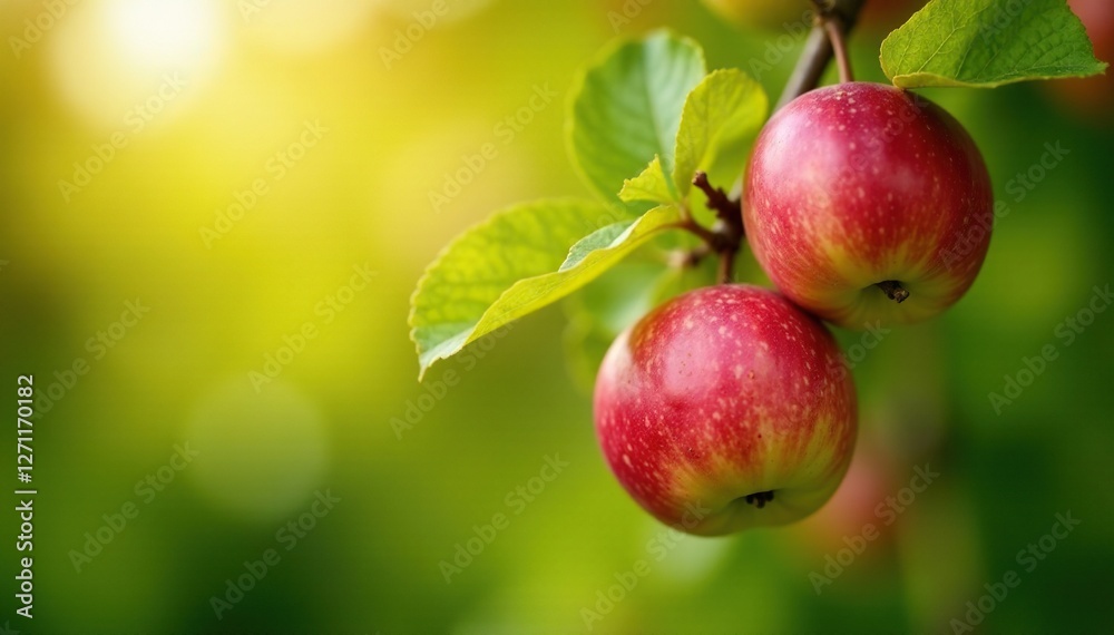 Apples ripening on the tree in late summer sunlight, branches, summer Apples ripening on the tree in late summer sunlight, branches, summer