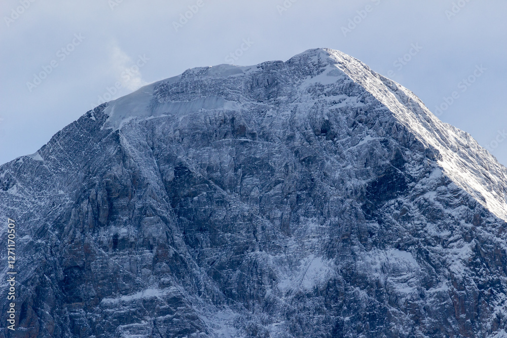 Obraz premium Eiger Mountain North Face Top Close-Up in Winter. Swiss Alps. Switzerland