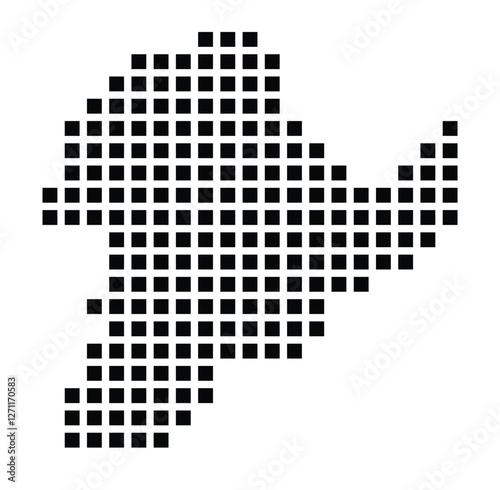 Symbol Map of the City Saint-Nazaire (France) showing the city with a pattern of just a few black squares