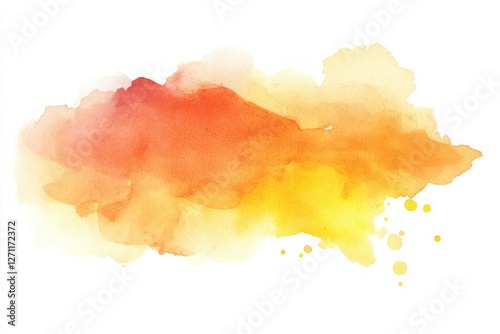 Vibrant orange-yellow watercolor on white background. Artificial Intelligence