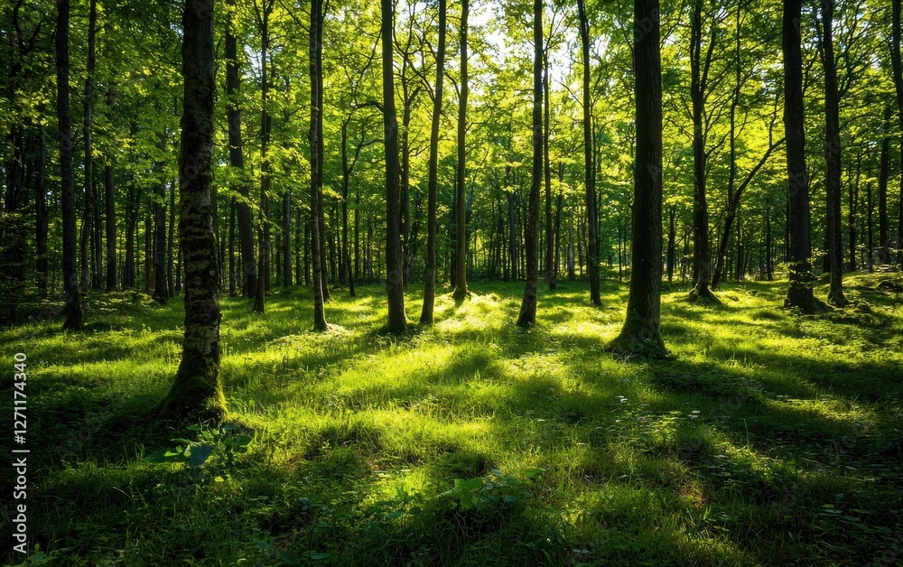 Naklejka premium A lush green forest untouched by humans, full of vibrant life