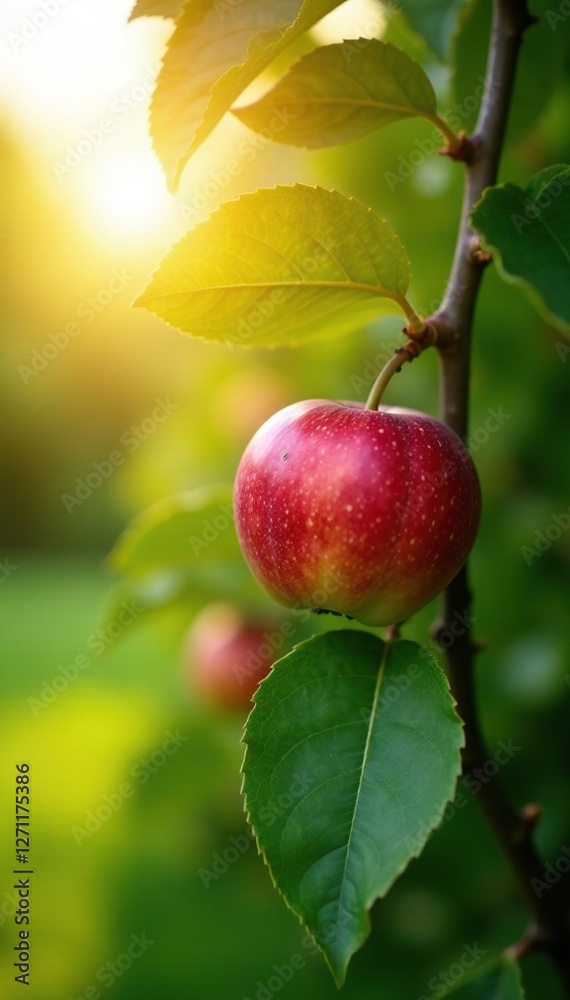 Apples ripening on the tree in late summer sunlight, sun, garden, nature Apples ripening on the tree in late summer sunlight, sun, garden, nature