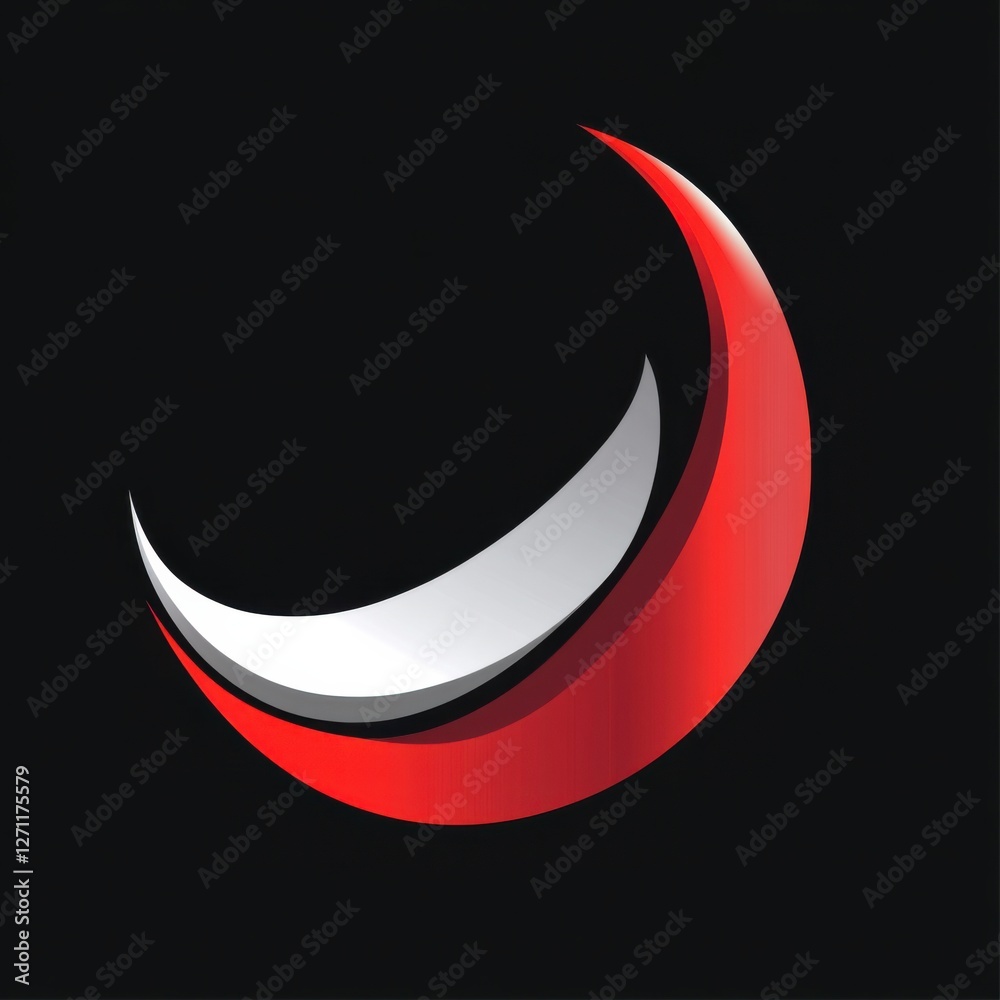 Dynamic curved swoosh logo, vector-style, red and silver gradient, corporate branding and elegance Dynamic curved swoosh logo, vector-style, red and silver gradient, corporate branding and elegance