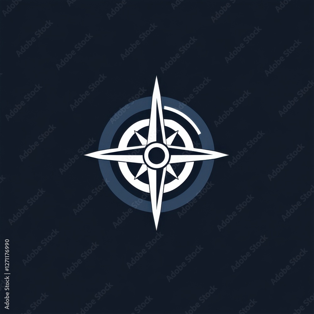 Minimalist compass logo, vector-style, gray and navy blue, corporate branding and precision Minimalist compass logo, vector-style, gray and navy blue, corporate branding and precision