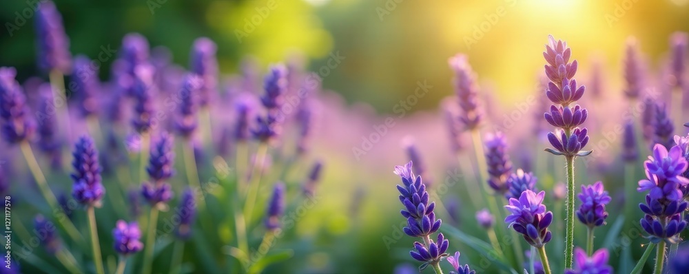 Naklejka premium Hiboux avec des fleurs de lavande et de gen?t-lace, relaxant, lavande, m?dicinal