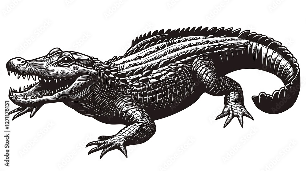 Obraz premium crocodile isolated on black background. crocodile isolated in black and white