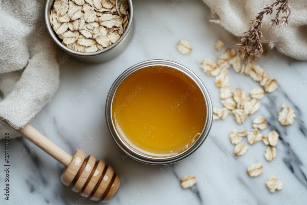 Fototapeta premium Honey and Oatmeal: A Healthy and Delicious Treat