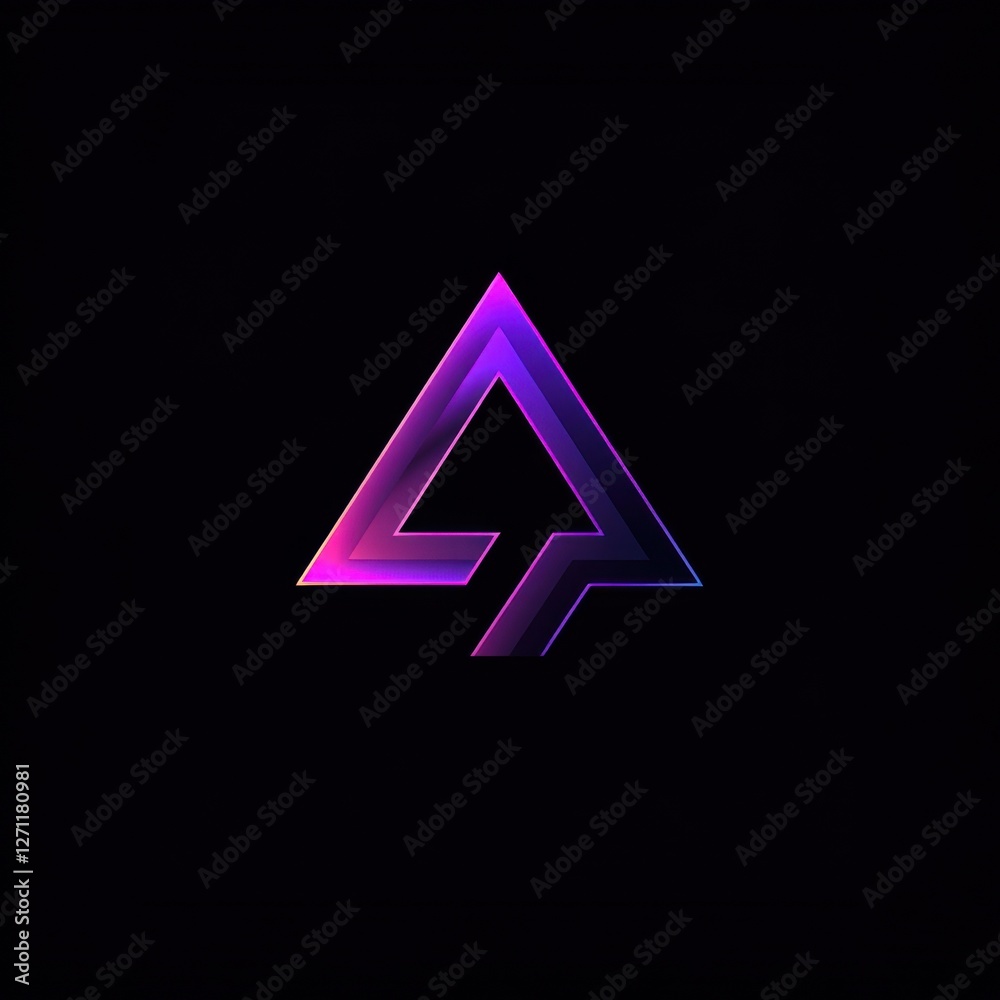 Futuristic neon triangle logo, vector-style, black and neon purple, modern corporate branding Futuristic neon triangle logo, vector-style, black and neon purple, modern corporate branding