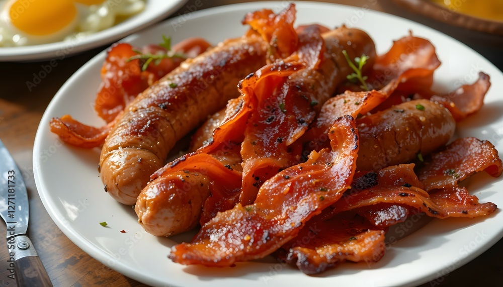 Sausages and Bacon for a Hearty Breakfast Sausages and Bacon for a Hearty Breakfast