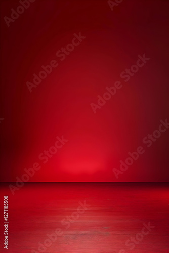 A serene, vibrant red background reflecting calm waters, creating a tranquil atmosphere
