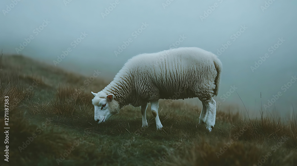 white sheep eating green grass white sheep eating green grass