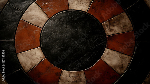 Circular Stone Pattern Design Art Textured Concentric Stone Work with Red and White Stone Decoration