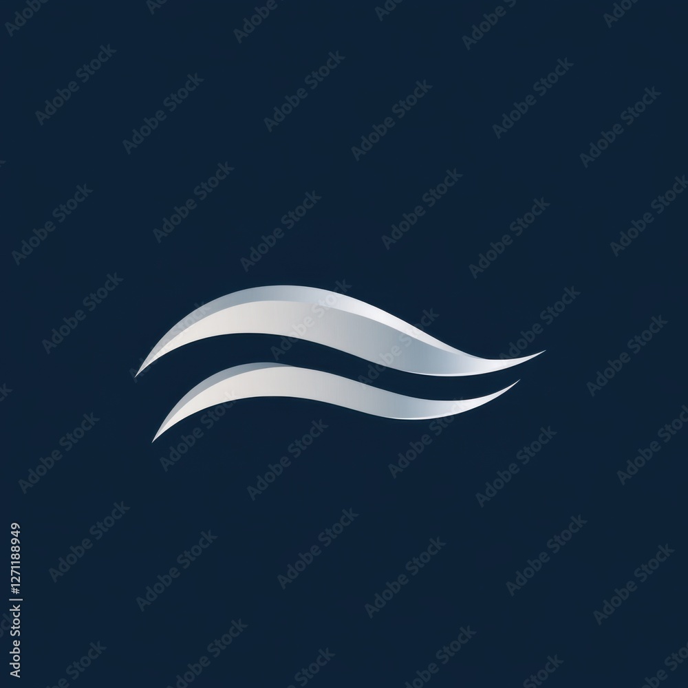 Sophisticated vector logo with wave icon and modern script font, deep ocean blue and light silver colors, corporate branding and elegance Sophisticated vector logo with wave icon and modern script font, deep ocean blue and light silver colors, corporate branding and elegance