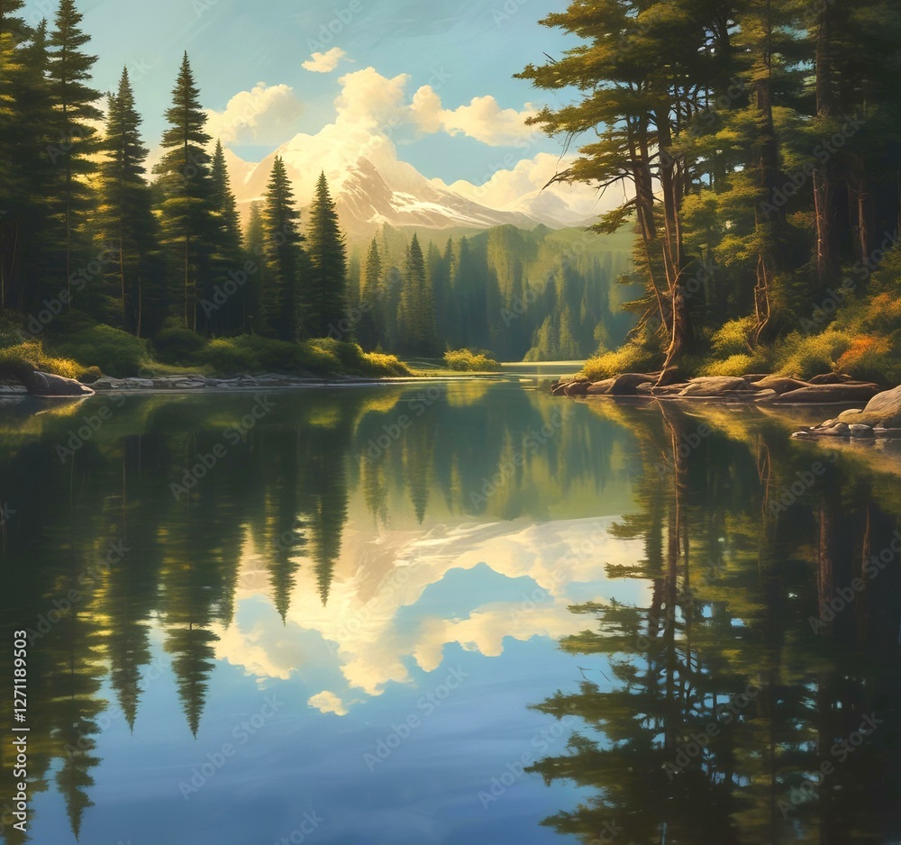 Fototapeta premium Illustration of travel landscape.