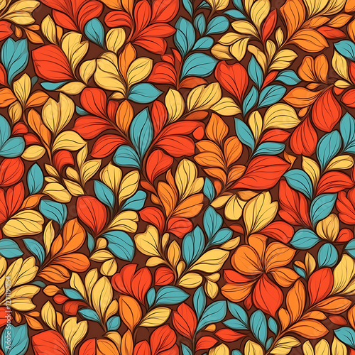 Colorful Autumn Leaves Pattern Design Graphic Abstract Background for Creative Projects and Textiles