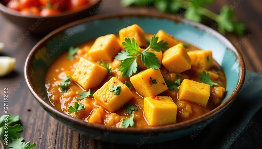 Spicy matar paneer with crispy garlic and ginger, spicy, Spicy matar paneer with crispy garlic and ginger, spicy,
