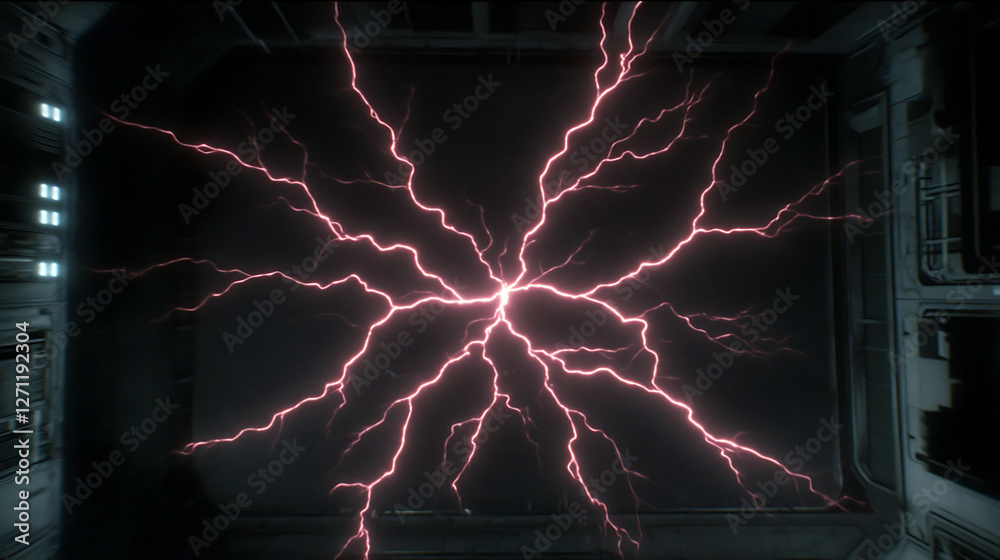 Concentric Energy Burst Emanating Within Enclosed Structure Portraying High Tech Atmosphere