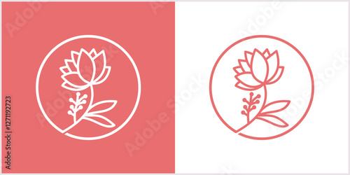 Minimalist flower logo design line art vector
