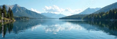 Gentle ripples disturb the mirror-like surface of Thunderbird Lake, lake, serene