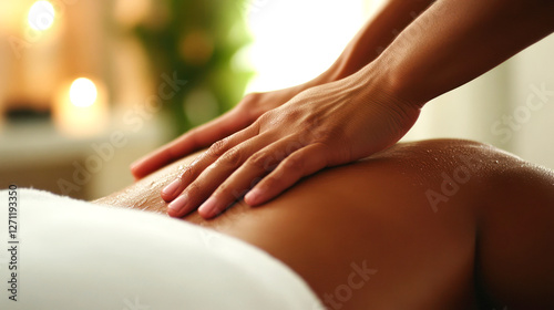 Wallpaper Mural Relaxing back massage in a spa with warm lighting and candles Torontodigital.ca