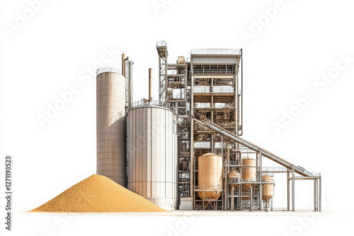 Poultry feed mill isolated on white background.