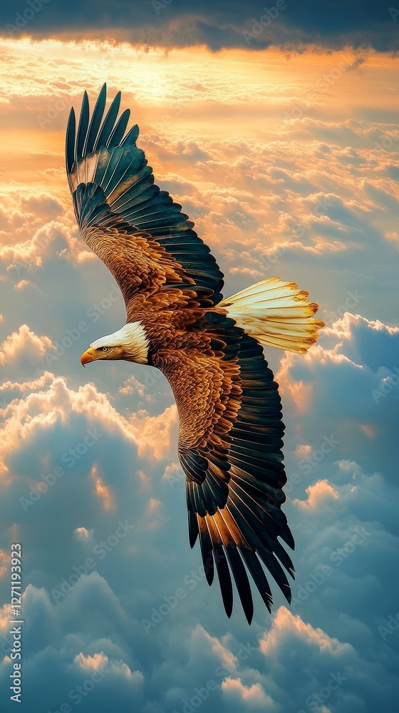 custom made wallpaper toronto digitalMajestic Eagle Soaring Above Vibrant Clouds at Sunset