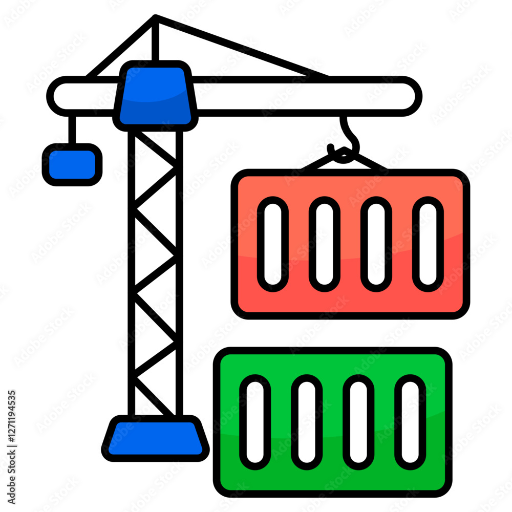 Modern design icon of container lifting Modern design icon of container lifting