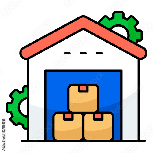 Flat design icon of warehouse