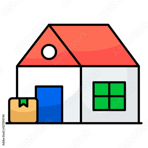 Flat design icon of warehouse