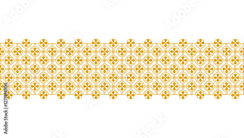 Seamless geometric pattern with golden flower.