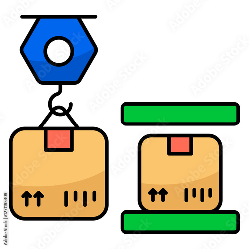 Conceptual flat design icon of parcel weighing