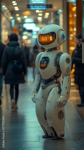 Wallpaper Mural An advanced AI shopping assistant robot showcasing fashion products in a futuristic shopping mall Torontodigital.ca