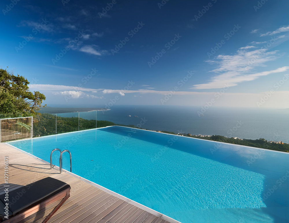 Obraz premium Generated image プールのある風景