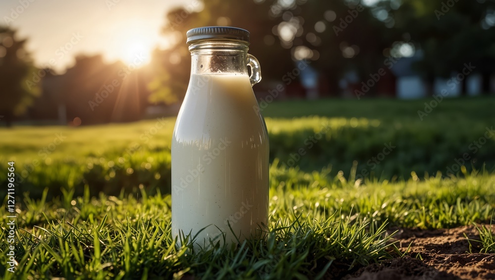 Fresh Milk Bottle in a Lush Nature Setting with Vibrant Grass and Sunshine
Fresh Milk Bottle in a Lush Nature Setting with Vibrant Grass and Sunshine