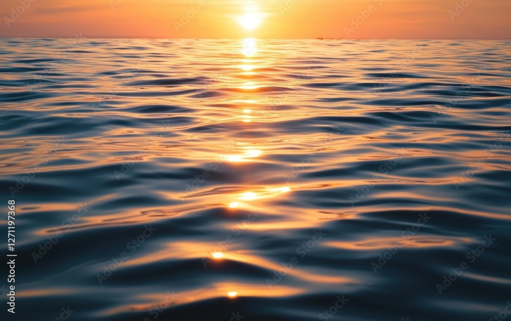 Obraz premium Peaceful sunset over a calm sea with gentle ripples
