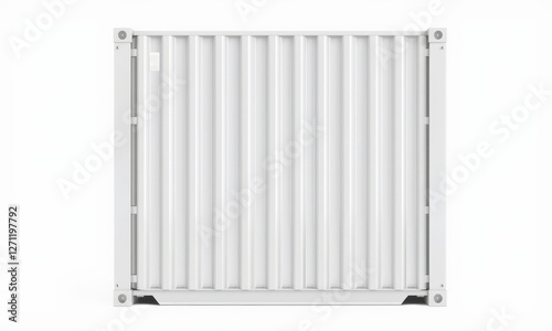 Wallpaper Mural white cargo container with ribbed design, suitable for shipping and storage. Its clean lines and neutral color make it versatile for various uses Torontodigital.ca