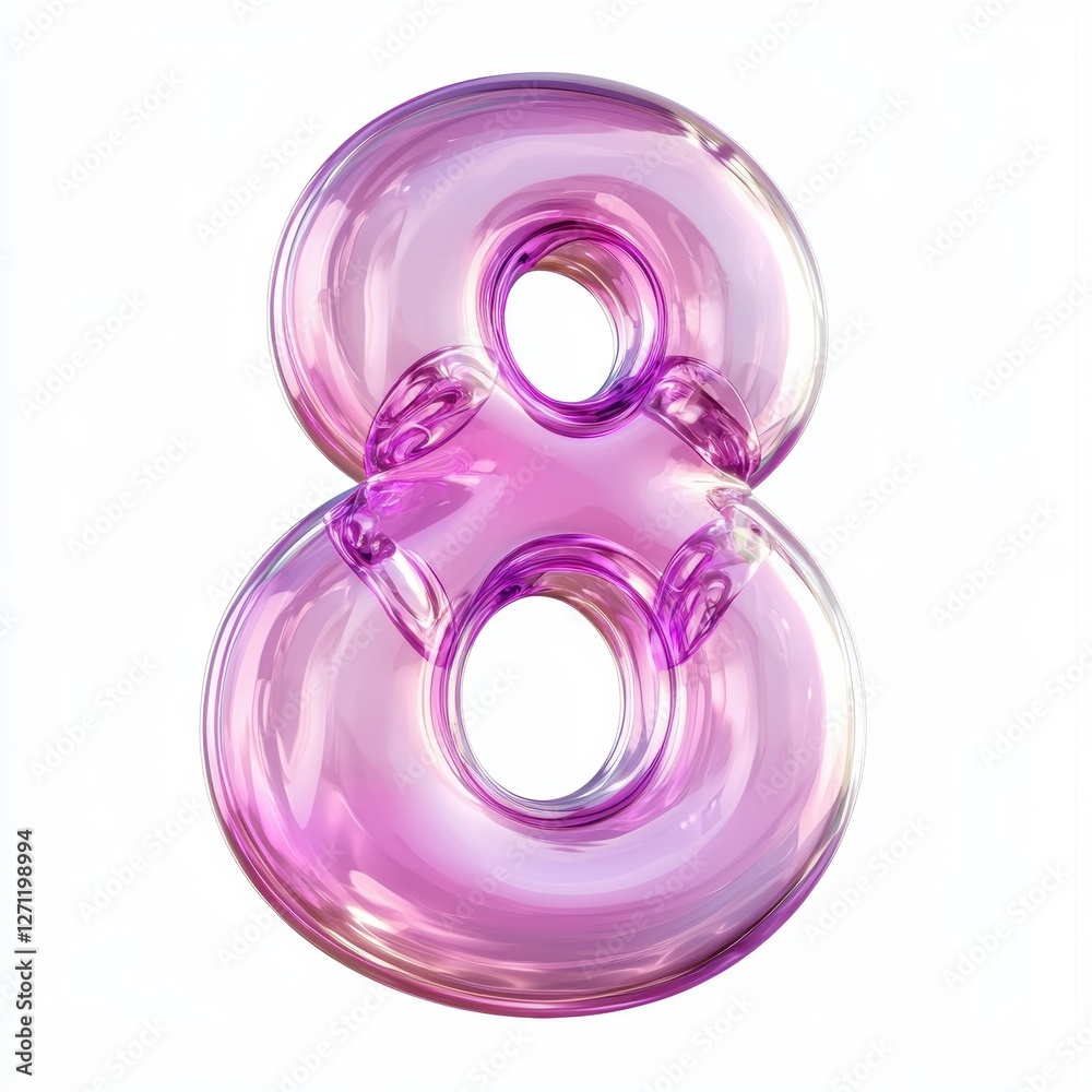 Bubble number 8 with a floating translucent effect for 8 March International Womens Day isolated on white Bubble number 8 with a floating translucent effect for 8 March International Womens Day isolated on white