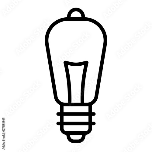 Classic style filament light bulb outline icon with vintage appeal