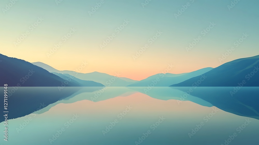 Serene Mountain Lake Reflection at Sunrise Serene Mountain Lake Reflection at Sunrise