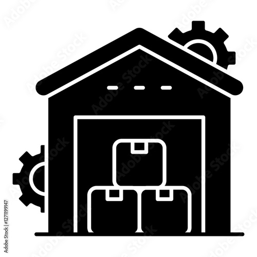 Flat design icon of warehouse