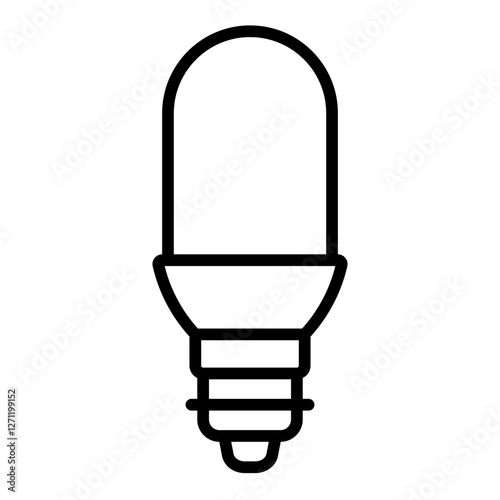 Compact fluorescent bulb outline icon for energy efficient, eco friendly lighting