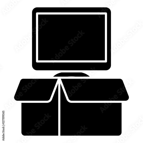 Conceptual flat design icon of lcd parcel