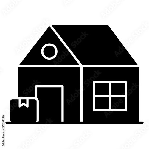 Flat design icon of warehouse