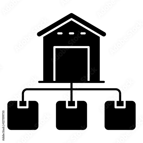 Flat design icon of warehouse