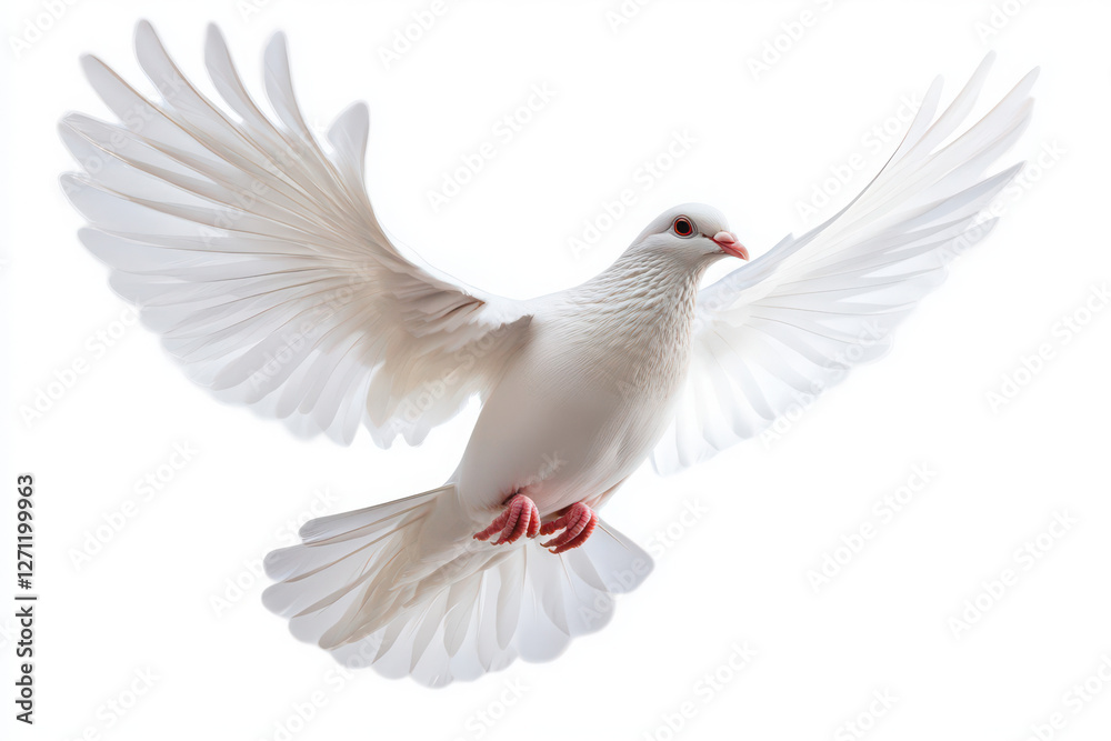 White dove flying isolated on black background and Clipping path White dove flying isolated on black background and Clipping path