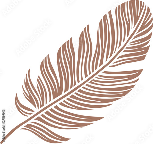 Mocha mousse color Feather Vector Illustration