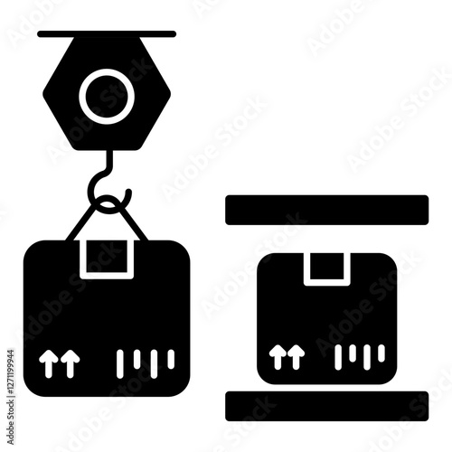 Conceptual flat design icon of parcel weighing