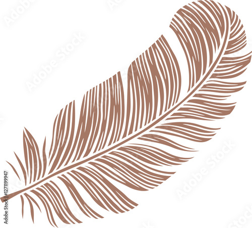 Mocha mousse color Feather Vector Illustration