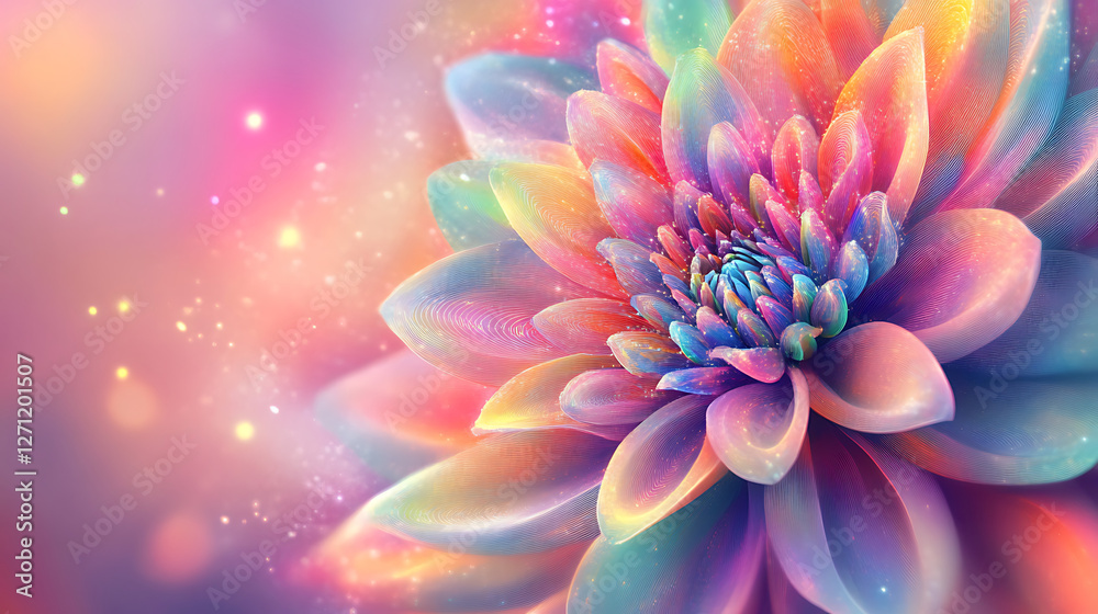 a flower that blooms with colorful and stunning particles