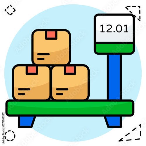 Conceptual flat design icon of parcel weighing